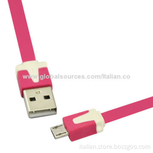 10 Colors Noodle-shaped Micro USB Cable for Samsung Galaxy, RIM's BlackBerry and More, Easy to Use